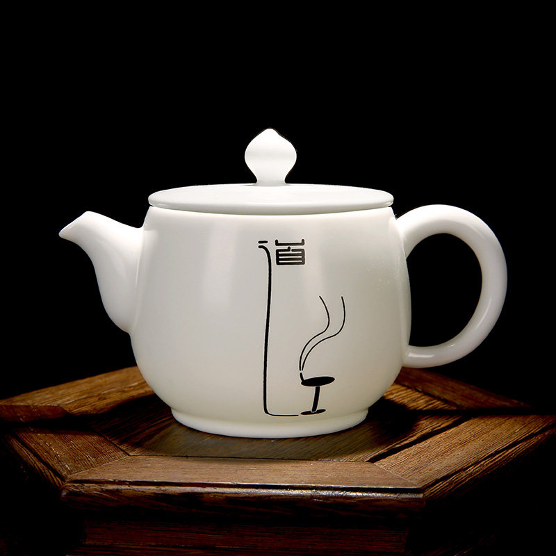 Grease White Tea Pot Ceramic Kung Fu Tea Suit Single Pot Jingdezhen Tea Set Filter Bubble Pot-Taobao