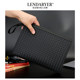 Lendaryer New Clutch Bag Soft Leather Clutch Bag for Men Large Capacity Classy Business Casual Woven Toiletry Bag