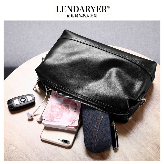 Lendaryer Shoulder Bag Men's New Style Cowhide Business Travel Commuter Crossbody Bag Large Capacity Satchel Handbag