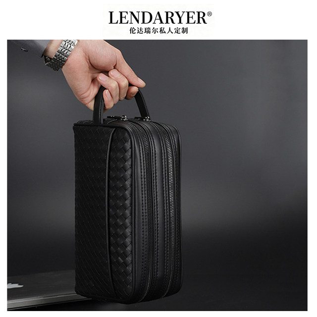 Lendaryer Clutch Bag Men's New Fashion Simple Handbag Double Zipper Casual Folder Bag Large Capacity Wallet