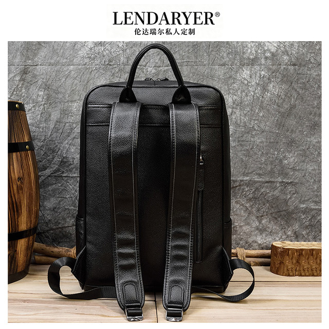 Lendaryer Business Backpack Men's New Accessible Luxury High-End Texture Backpack Large Capacity Lychee Pattern Computer Bag