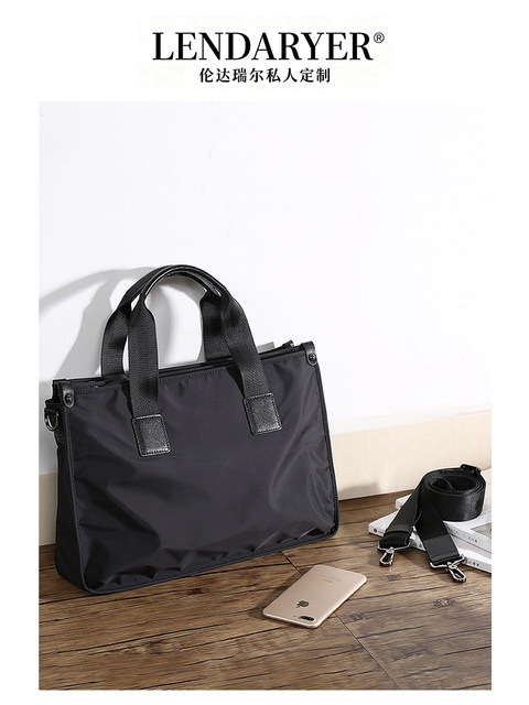 Lendaryer Simple Briefcase Men's Handbag Oxford Cloth Business Casual Computer Bag Work and Commuting Bag