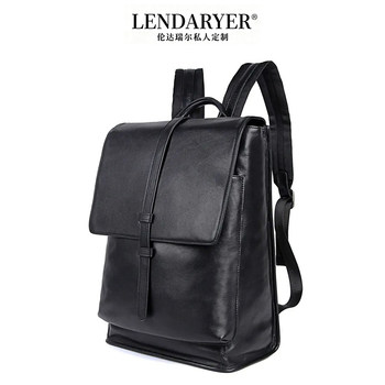Lendaryer Business Backpack Men's Casual Fashion Travel Backpack First Layer Cowhide Large Capacity Computer Bag for Men