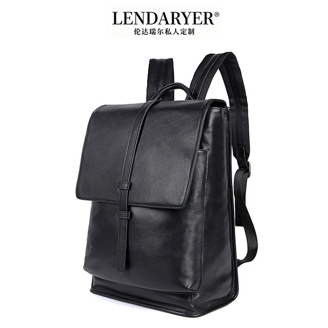 Lendaryer Business Backpack Men's Casual Fashion Travel Backpack First Layer Cowhide Large Capacity Computer Bag for Men
