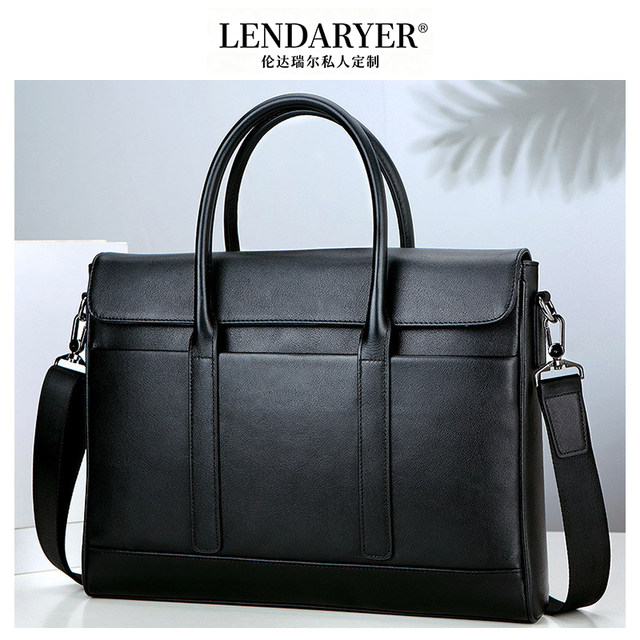 Lendaryer Briefcase Men's New Genuine Leather First-Layer Cowhide Large-Capacity Computer Bag Business Commuter Handbag