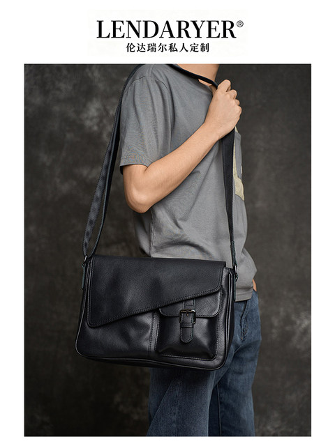 Lendaryer Single Shoulder Bag for Men, Unique Design, Large Capacity, Crossbody, Selected Cowhide, Casual Business Commuter Bag