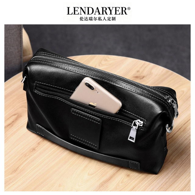 Lendaryer Shoulder Bag Men's New Style Cowhide Business Travel Commuter Crossbody Bag Large Capacity Satchel Handbag