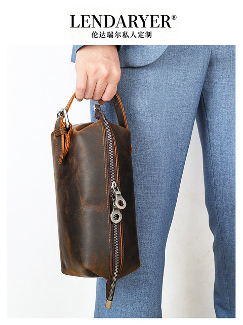 Lendaryer Men's New Luxury Clutch Bag Made of Top-Layer Cowhide, Large Capacity, Business Casual Clutch Bag