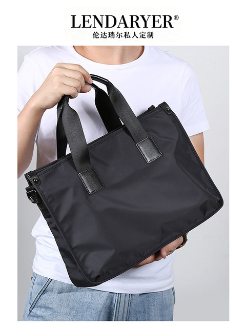 Lendaryer Simple Briefcase Men's Handbag Oxford Cloth Business Casual Computer Bag Work and Commuting Bag