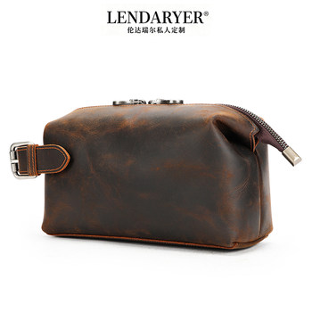 Lendaryer Men's New Luxury Clutch Bag Made of Top-Layer Cowhide, Large Capacity, Business Casual Clutch Bag