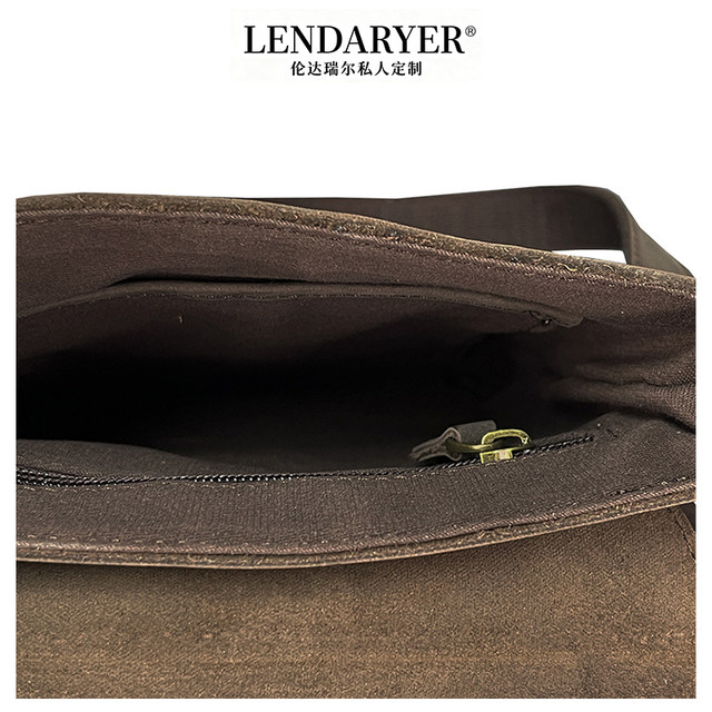 Lendaryer Single Shoulder Bag for Men, Crazy Horse Leather, Retro, Simple, Large Capacity Crossbody Bag, Business Travel, Work Backpack