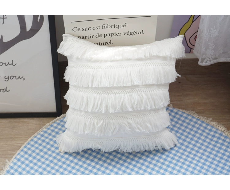 Chất liệu cotton màu đệm in gối gió Bắc Âu màu đỏ có viền sofa trang trí gối nhà có lõi - Trở lại đệm / Bolsters