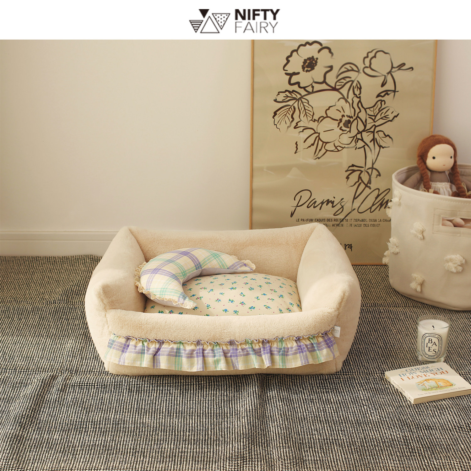 Milan Fluffy Dog Dog's Demovable Dog Bed INS Marzis Little Dog Teddy