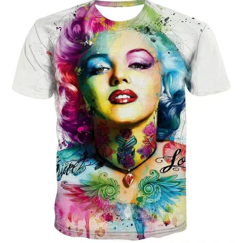 2025 Summer New Style Marilyn Monroe Personalized Fashion 3D Digital Printed Short-Sleeved T-Shirt Casual Unisex Style 2025 Summer New Style Marilyn Monroe Personalized Fashion 3D Digital Printed Short-Sleeved T-Shirt Casual Unisex Style