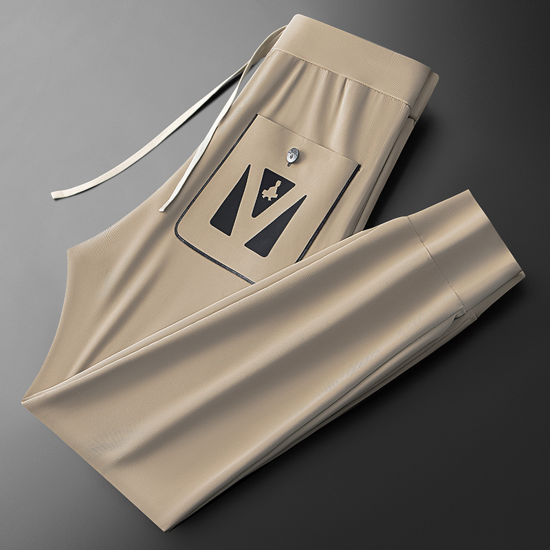 Summer Fashion Trend Ice Silk Texture Waffle Pants Color-Blocking Taped Men's Sports Slim-Fit Sweatpants Casual Pants Summer Fashion Trend Ice Silk Texture Waffle Pants Color-Blocking Taped Men's Sports Slim-Fit Sweatpants Casual Pants