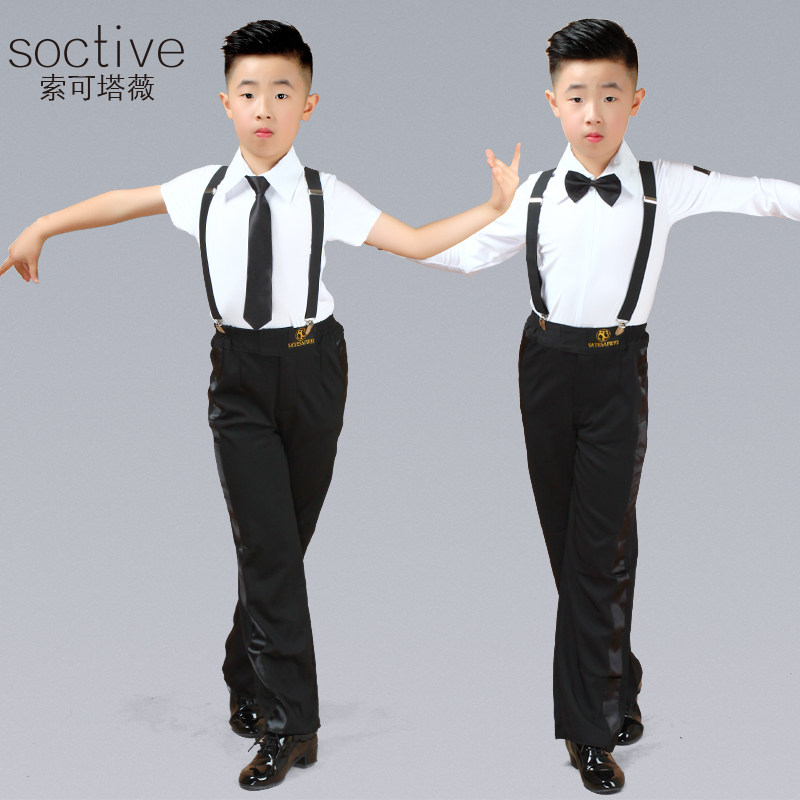 Children's Latin Dance Clothes Boys Boys Practice Short Sleeve Examination Competition stipulates dance suit summer