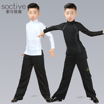  Childrens male Latin dance costume suit Boy Boy boys long-sleeved training body dance practice suit Spring and summer