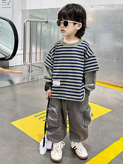 Boys' Spring and Autumn Sweatshirt Set 2026 New Stylish Children's Autumn Style Handsome Baby Boy Casual Sports Two-Piece Set