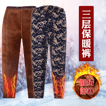 Cotton pants womens winter plus velvet thick camel hair warm pants mother high waist loose large size middle-aged and elderly grandma home