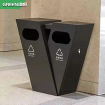 Green Constant Stainless Steel Outdoor Trash Can Metal Dustbin Outdoor Cell Property Municipal Sanitation Trash Can