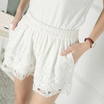 Elastic waist Eyelashes Lace A-line shorts Female outerwear Casual pants leggings Loose wide leg hot pants spring and summer