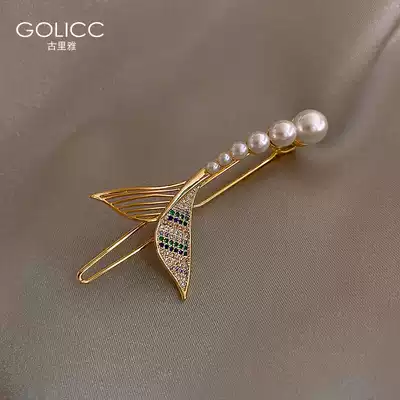 Designer mermaid Pearl hairclip edge clip Net red temperament bangs clip Korean hair jewelry headgear clip hairclip