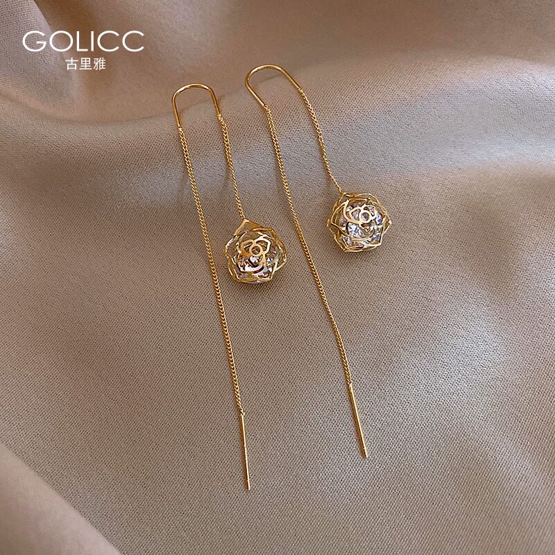 Ear line female long tassel earrings 2021 new trendy net red earrings 925 sterling silver silver needle earrings temperament earrings