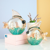 Glass mouth fish living room TV cabinet wine cabinet home soft decoration modern light luxury porch office fish ornaments