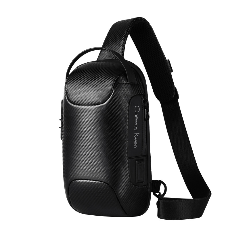 Carbon Fiber Sports Car Chest Bag Men Casual Twill bag Shoulder Bag Theft Proof Single Shoulder Bag Multifunction Chest Front Bag