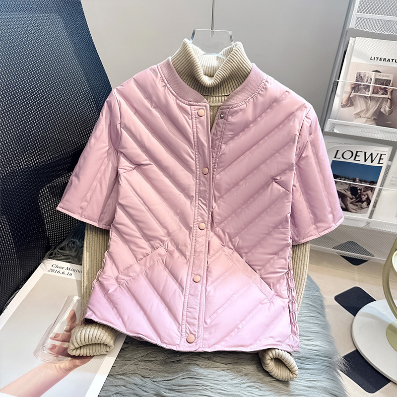 Stand Collar Half-Sleeve down Vest for Women, 2025 Autumn and Winter New Style, White Duck down Short-Sleeve Inner Vest, Five-Quarter Sleeve Shoulder Protector