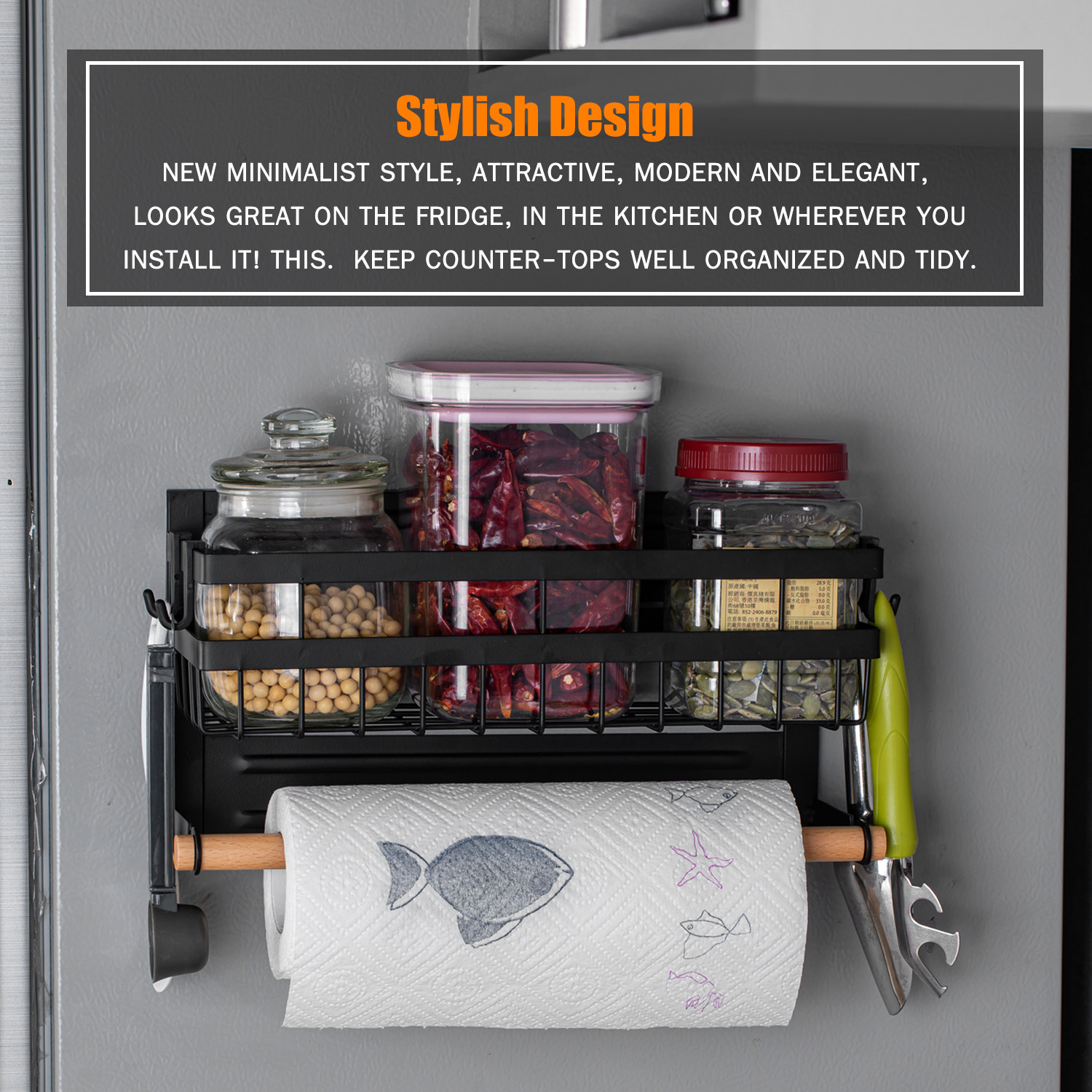 Magnet Fridge Shelf Paper Towel Roll Holder Magnetic Storage