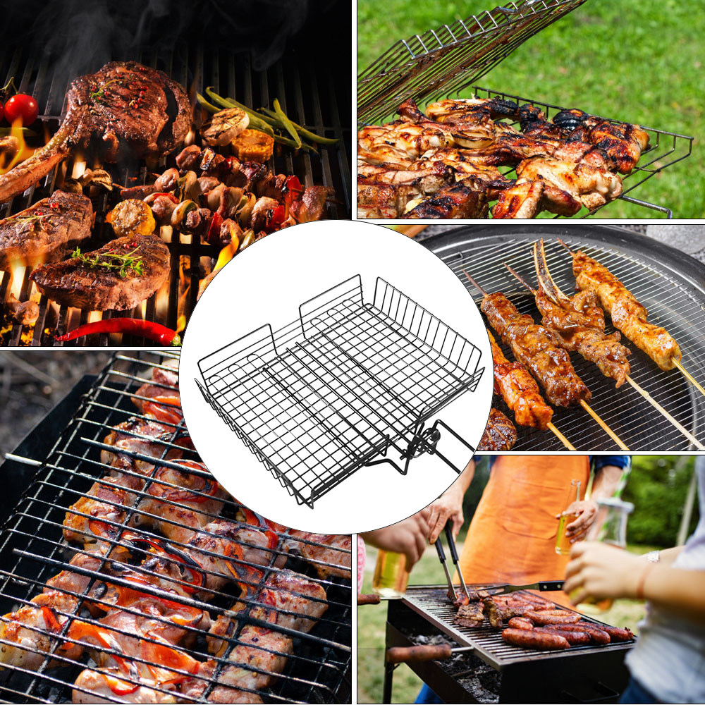 Portable BBQ Grilling Basket Stainless Steel Nonstick Barbec