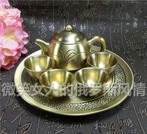 Special price K-9 silver tin metal wine tea set 6 pieces of suit Qinggu bronze color pot tray orchid high finish texture thick and heavy