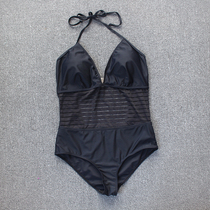 Small discount plus size swimwear fashion sexy hollow mesh gauze belly triangle one-piece swimsuit women casual hot spring
