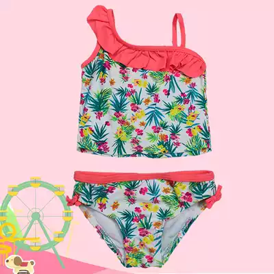 New children's swimsuit two-piece female Korean version of the oblique shoulder girl children's vest swimsuit swimming trunks quick-drying hot spring swimsuit