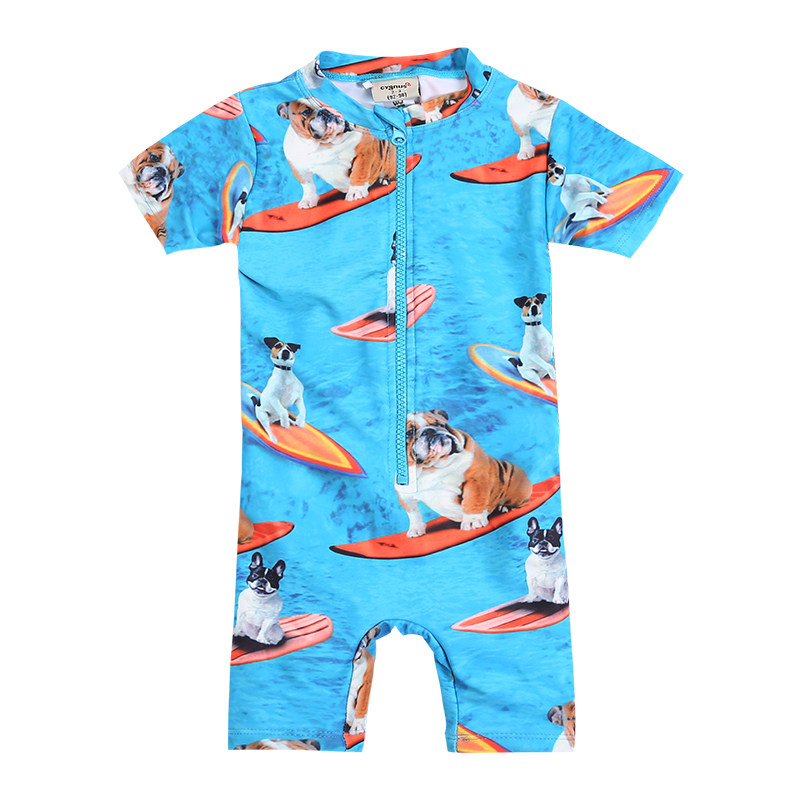 20 new children's sunscreen swimsuit cartoon dog cute boy swimsuit quick-drying fabric European and American swimming trunks summer