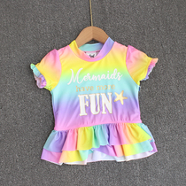 Small discount baby swimsuit split short sleeve surf top colorful children female treasure summer sunscreen swimsuit