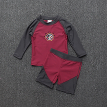 Small discount ▏ Childrens split swimsuit boy long sleeve swimming surf suit sunscreen flat corner swimming trunks color difference