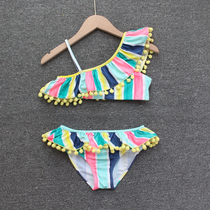 Small discount girl split swimsuit inclined shoulder lace cute girl sunscreen quick-drying swimsuit breifs