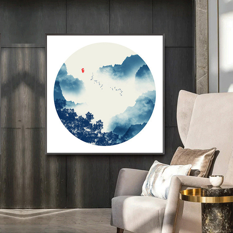 2956 New Chinese style living room entrance wall decoration fresco Feng Shui square Ink painting Zen fresco Bird hanging painting
