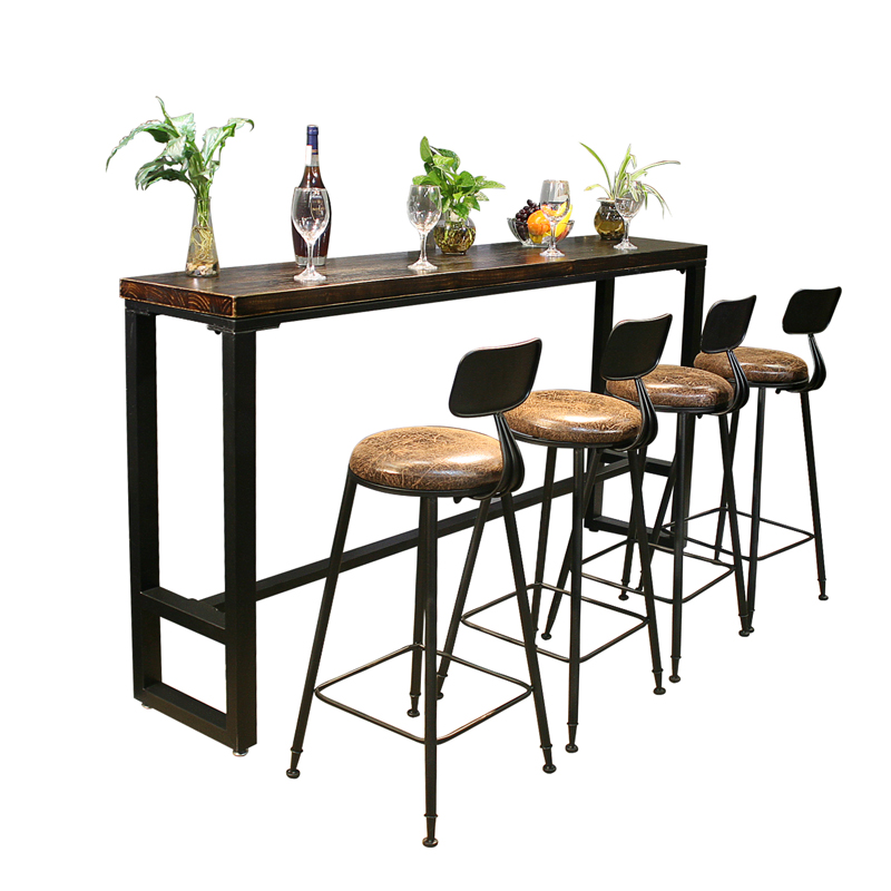 Solid wood bar table home against the wall high foot small long bar