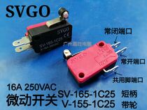 SVGO High Quality Micro Switch Travel Switch Limit Switch SV-165-1C25 16A V-155-1C25