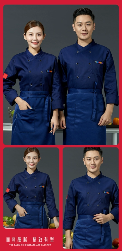 đồng phục nấu ăn Quần áo đầu bếp nam ngắn tay quần áo đầu bếp khách sạn dài tay xuân hè quần áo phụ nữ phục vụ bếp in thêu logo áo bếp cao cấp áo bếp nam