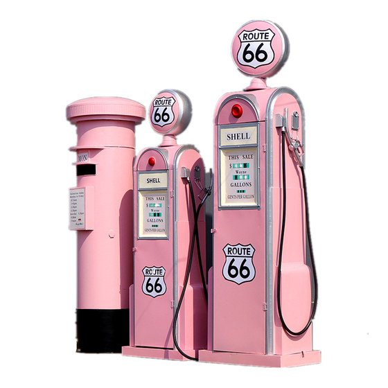 Retro British telephone booth mailbox pink set iron street sign sign Internet celebrity shop decoration ornaments props