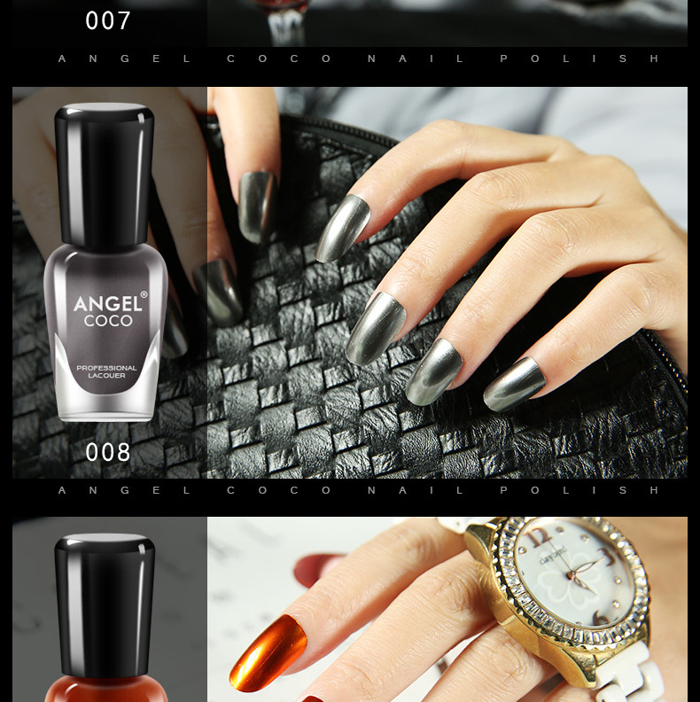 Oily Nail Ba Lan Flash Lasting Unpeelable Metal Nail Ba Lan Chống thấm Hàn Quốc Pearly Silver Metal Texture - Sơn móng tay / Móng tay và móng chân sơn móng gel