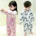 Trẻ sơ sinh mùa đông trẻ em flannel quần áo ngủ một mảnh nam và nữ quần áo nhung san hô cộng với romper nhung dày quần áo trẻ sơ sinh cao cấp Áo liền quần