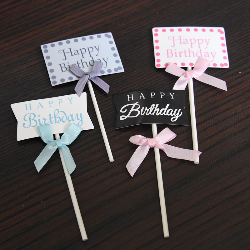 Baking Cake Decoration Happy Birthday Inserts The Creative Pink Dessert Toothpick Insert Flag Card Party Pendulum