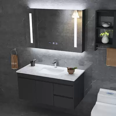 Nordic bathroom cabinet combination Modern simple marble face washing and washing powder room basin cabinet washing table mirror cabinet customization