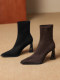 2025 New Style Super Stylish Sock Boots, Elastic Boots, Suede Slim Boots, Pointed Toe High Heels, High Heel Ankle Boots for Women