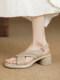 2025 new women's summer French style versatile and non-tiring thick-soled Roman cross strap thick heel sandals for women